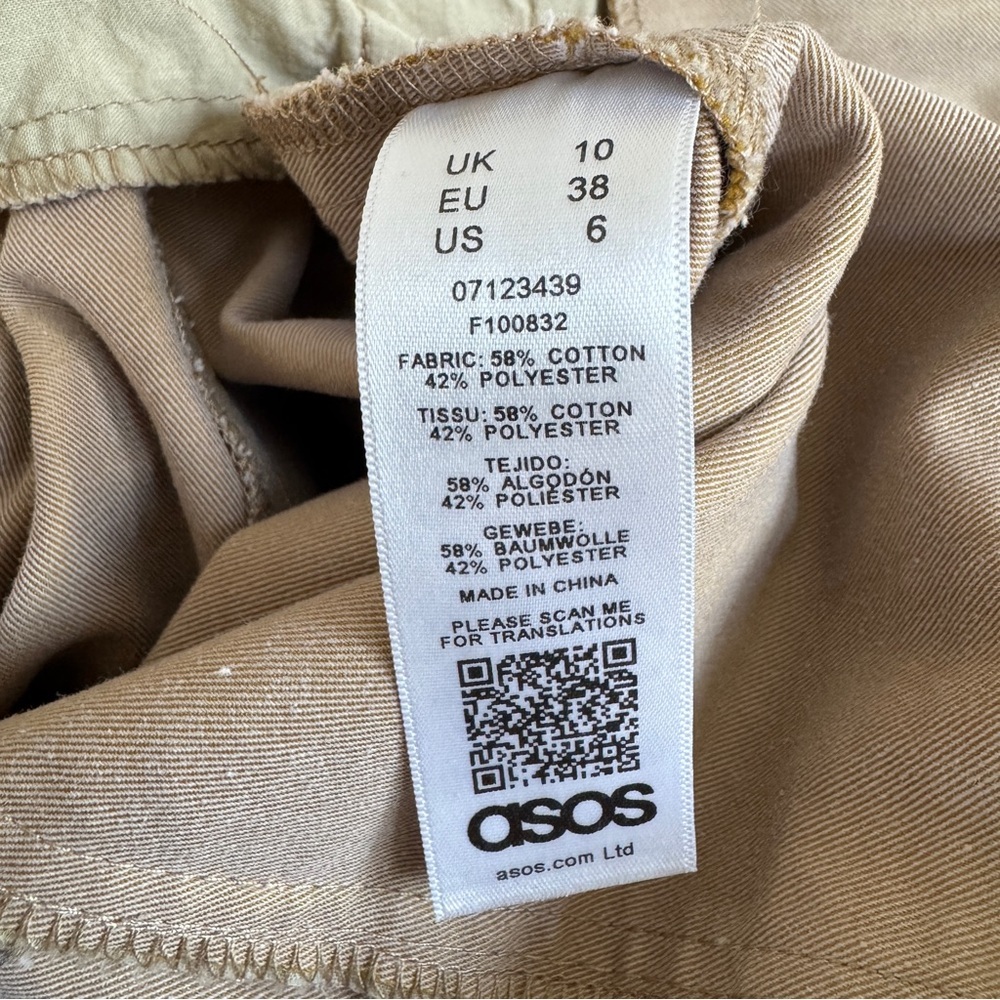 ASOS Khaki Trousers, Tapered Leg with Pockets - Picture 9 of 9